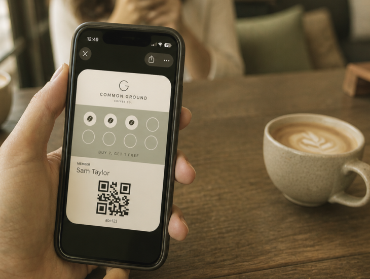 A digital stamp card showing reward progress